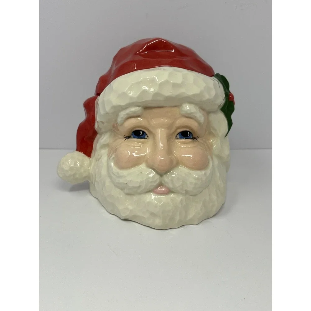 Vintage Christmas Santa Claus Cookie Jar Holiday A4